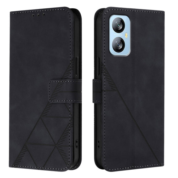For Blackview A52 Crossbody 3D Embossed Flip Leather Phone Case(Black)