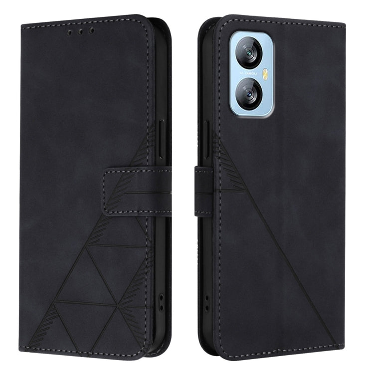 For Blackview A52 Crossbody 3D Embossed Flip Leather Phone Case(Black)