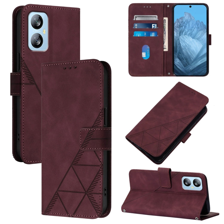 For Blackview A52 Crossbody 3D Embossed Flip Leather Phone Case(Wine Red)