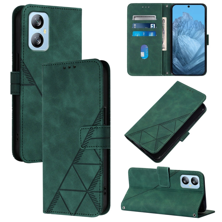 For Blackview A52 Crossbody 3D Embossed Flip Leather Phone Case(Green)
