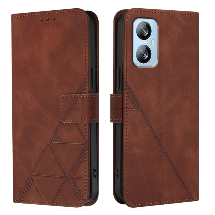For Blackview A52 Crossbody 3D Embossed Flip Leather Phone Case(Brown)