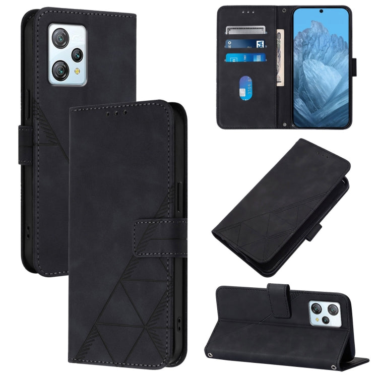 For Blackview A53 Crossbody 3D Embossed Flip Leather Phone Case(Black)
