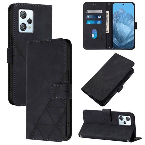 For Blackview A53 Crossbody 3D Embossed Flip Leather Phone Case(Black)