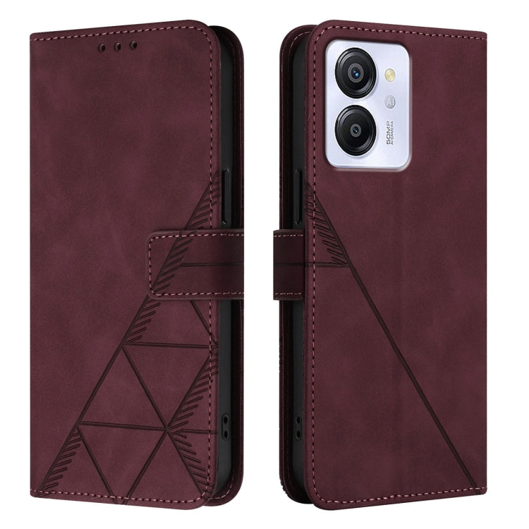 For Blackview Color 8 Crossbody 3D Embossed Flip Leather Phone Case(Wine Red)