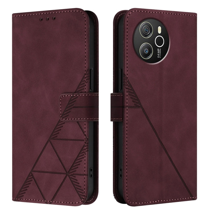 For Blackview Shark 8 Crossbody 3D Embossed Flip Leather Phone Case(Wine Red)
