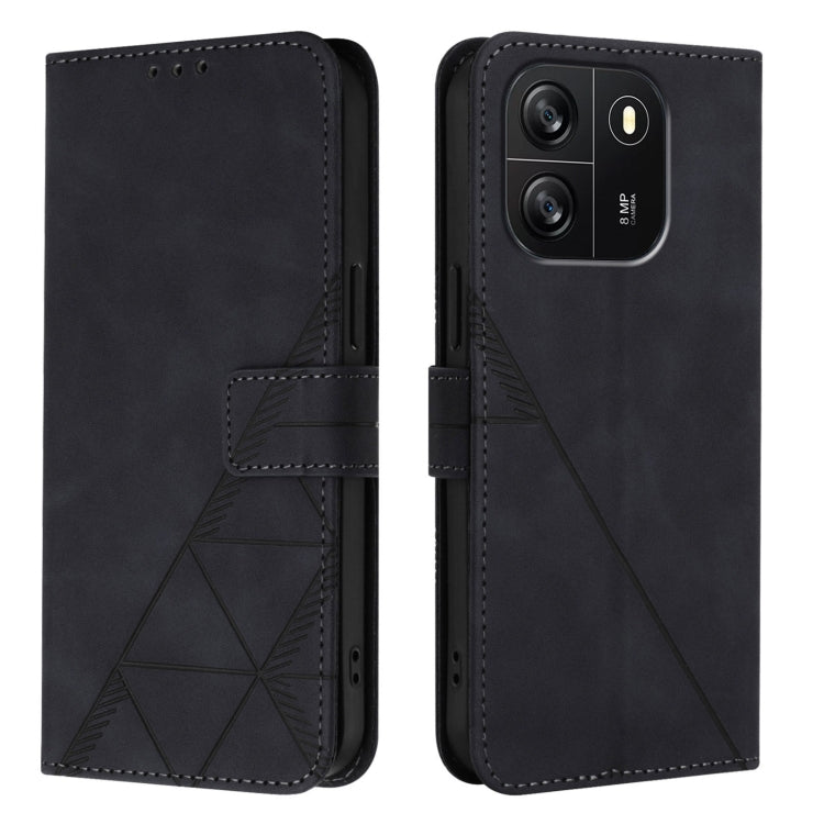 For Blackview Wave 6C Crossbody 3D Embossed Flip Leather Phone Case(Black)