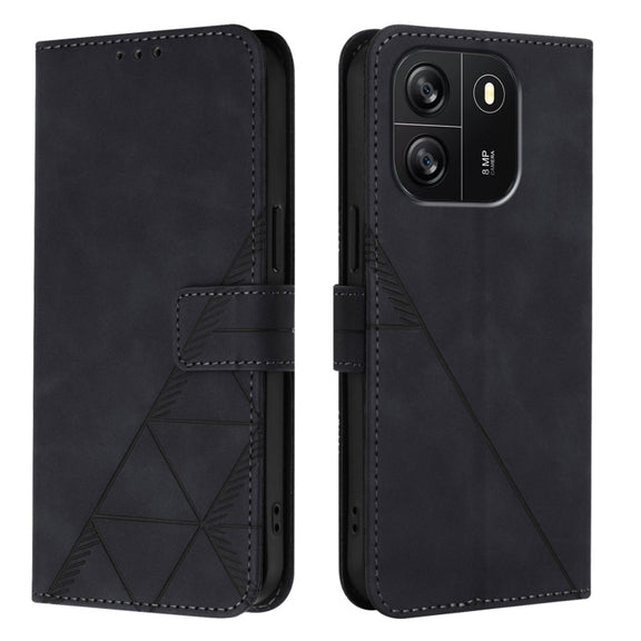 For Blackview Wave 6C Crossbody 3D Embossed Flip Leather Phone Case(Black)