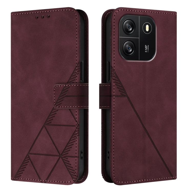 For Blackview Wave 6C Crossbody 3D Embossed Flip Leather Phone Case(Wine Red)