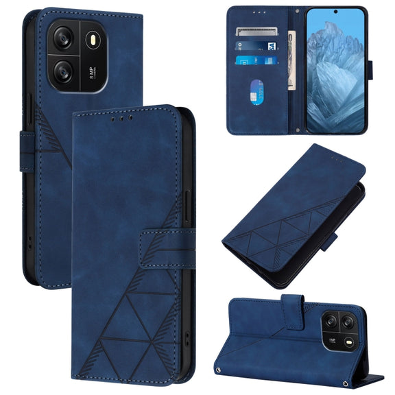 For Blackview Wave 6C Crossbody 3D Embossed Flip Leather Phone Case(Blue)