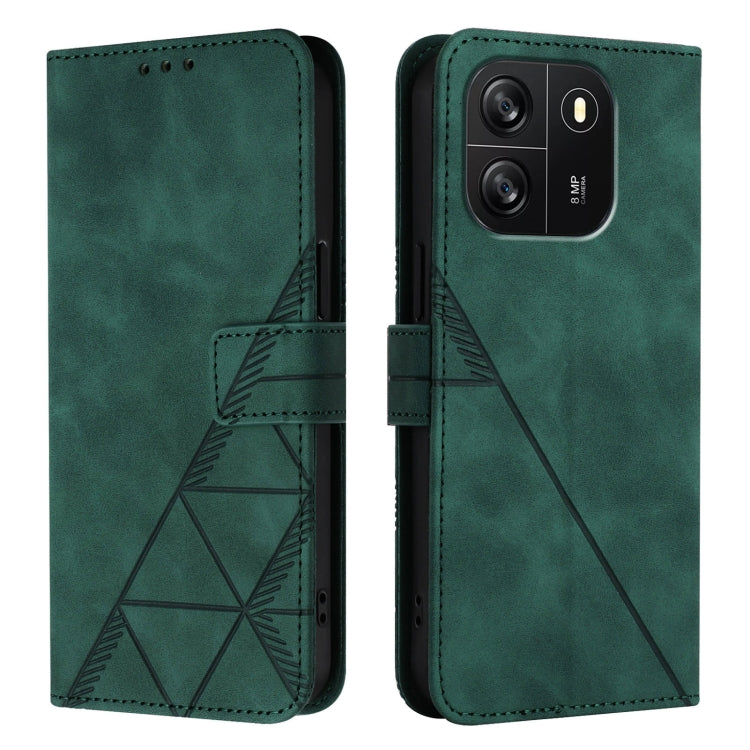 For Blackview Wave 6C Crossbody 3D Embossed Flip Leather Phone Case(Dark Green)