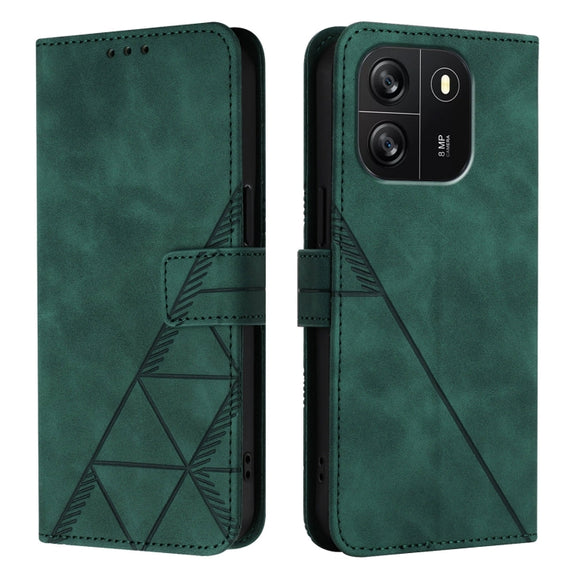 For Blackview Wave 6C Crossbody 3D Embossed Flip Leather Phone Case(Dark Green)