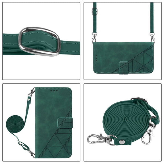 For Blackview Wave 6C Crossbody 3D Embossed Flip Leather Phone Case(Dark Green)
