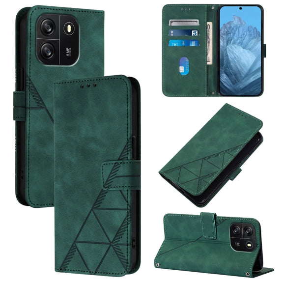 For Blackview Wave 6C Crossbody 3D Embossed Flip Leather Phone Case(Dark Green)