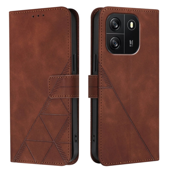 For Blackview Wave 6C Crossbody 3D Embossed Flip Leather Phone Case(Brown)