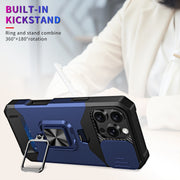For iPhone 16 Pro Max Camera Shield Card Slot PC+TPU Phone Case(Blue)