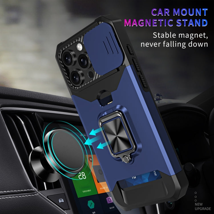 For iPhone 16 Pro Camera Shield Card Slot PC+TPU Phone Case(Silver)