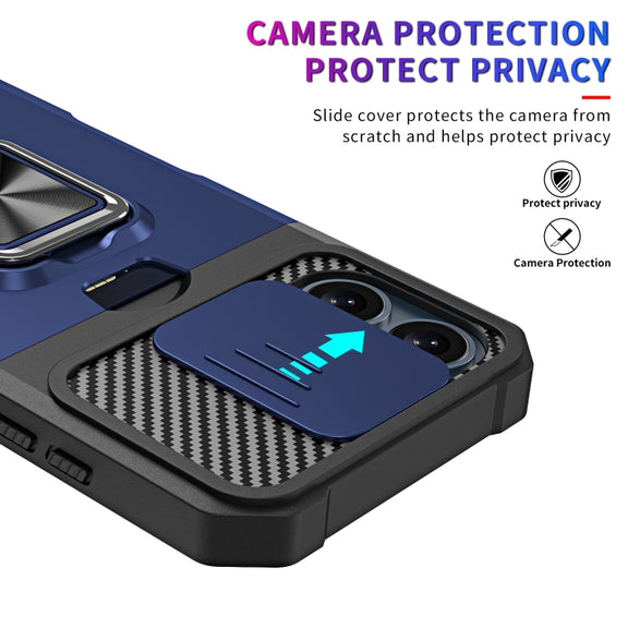 For iPhone 16 Camera Shield Card Slot PC+TPU Phone Case(Silver)