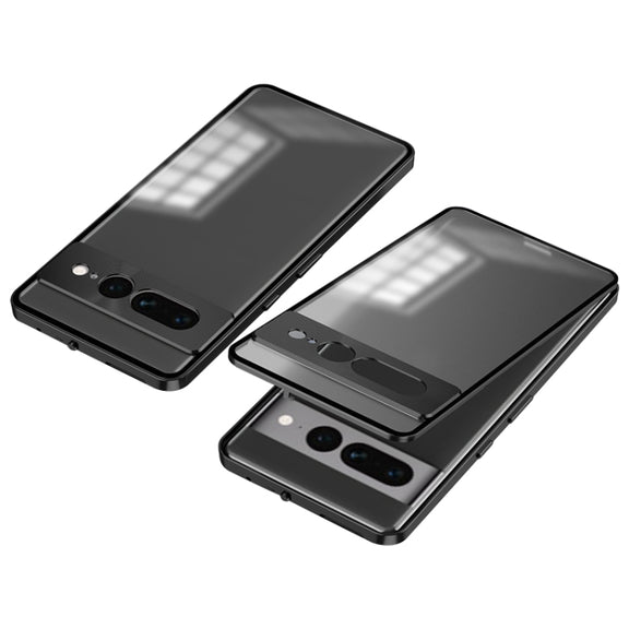 For Google Pixel 7 Pro Snap Buckle Metal Frame Frosted Phone Case(Black)