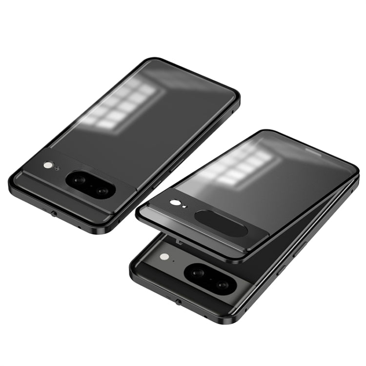 For Google Pixel 8 Snap Buckle Metal Frame Frosted Phone Case(Black)