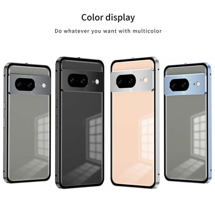 For Google Pixel 7 Snap Buckle Metal Frame Frosted Phone Case(Blue)