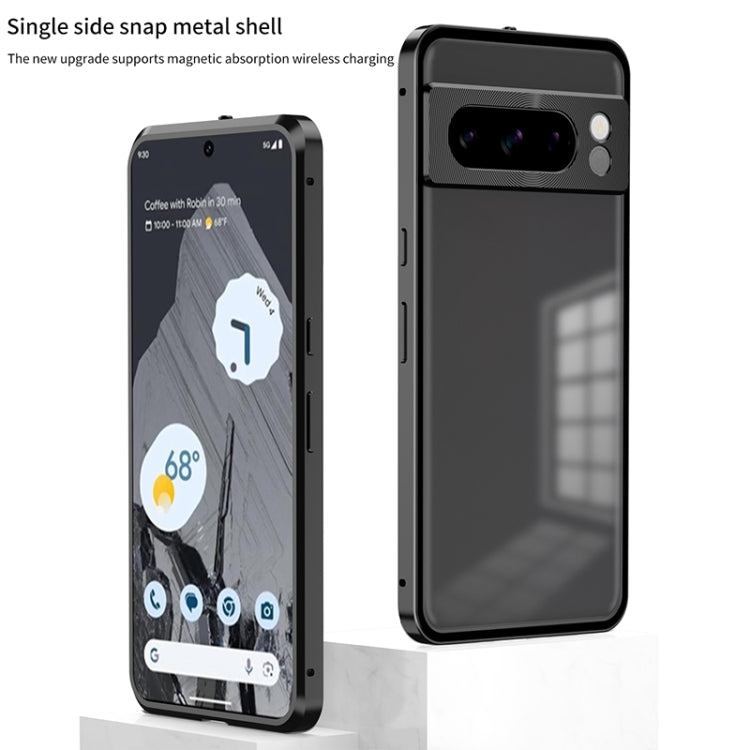 For Google Pixel 8 Snap Buckle Metal Frame Frosted Phone Case(Grey)