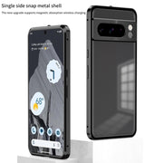 For Google Pixel 8 Snap Buckle Metal Frame Frosted Phone Case(Grey)
