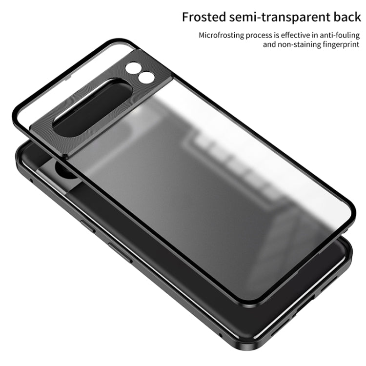 For Google Pixel 7 Pro Snap Buckle Metal Frame Frosted Phone Case(Black)