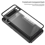 For Google Pixel 7 Pro Snap Buckle Metal Frame Frosted Phone Case(Black)