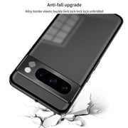 For Google Pixel 8a Snap Buckle Metal Frame Frosted Phone Case(Blue)