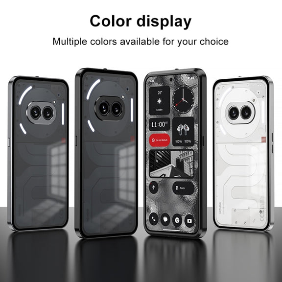 For Nothing Phone 2 Snap Buckle Metal Frame Frosted Phone Case(Black)