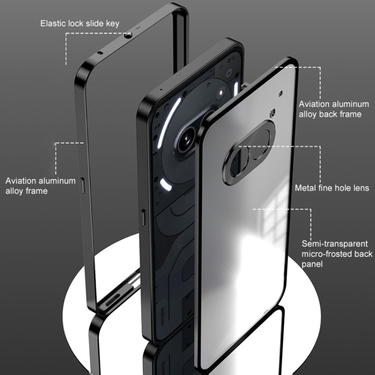 For Nothing Phone 2 Snap Buckle Metal Frame Frosted Phone Case(Black)