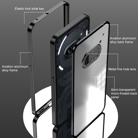 For Nothing Phone 2 Snap Buckle Metal Frame Frosted Phone Case(Black)