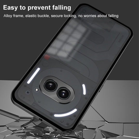 For Nothing Phone 2 Snap Buckle Metal Frame Frosted Phone Case(Black)