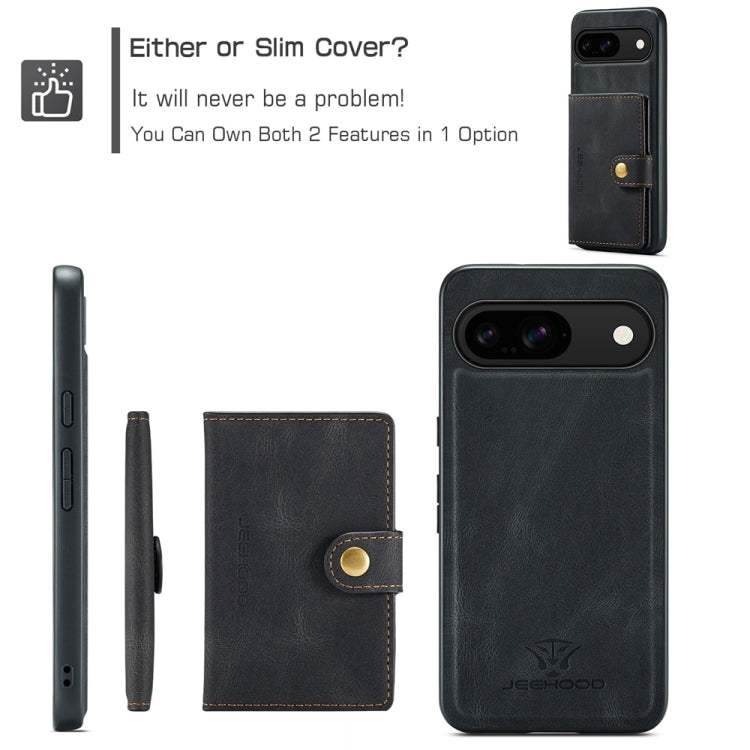 For Google Pixel 9 JEEHOOD J01 Retro Magnetic Detachable Wallet Phone Case(Black)