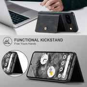 For Google Pixel 9 JEEHOOD J01 Retro Magnetic Detachable Wallet Phone Case(Black)