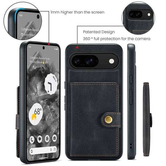 For Google Pixel 9 JEEHOOD J01 Retro Magnetic Detachable Wallet Phone Case(Black)