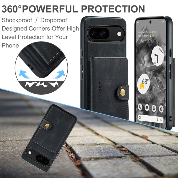 For Google Pixel 9 JEEHOOD J01 Retro Magnetic Detachable Wallet Phone Case(Black)