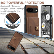 For Google Pixel 9 JEEHOOD J01 Retro Magnetic Detachable Wallet Phone Case(Brown)