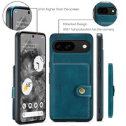 For Google Pixel 9 JEEHOOD J01 Retro Magnetic Detachable Wallet Phone Case(Blue)