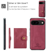 For Google Pixel 9 JEEHOOD J01 Retro Magnetic Detachable Wallet Phone Case(Red)
