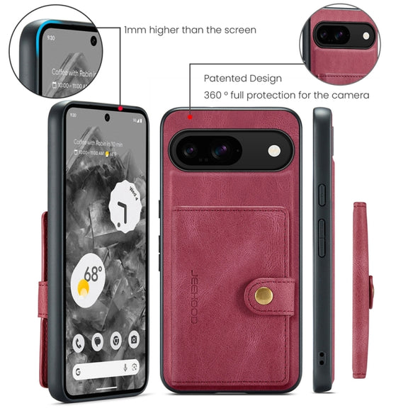 For Google Pixel 9 JEEHOOD J01 Retro Magnetic Detachable Wallet Phone Case(Red)