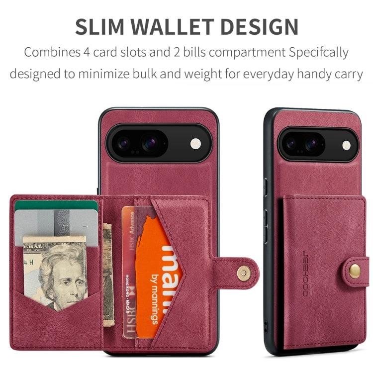 For Google Pixel 9 JEEHOOD J01 Retro Magnetic Detachable Wallet Phone Case(Red)