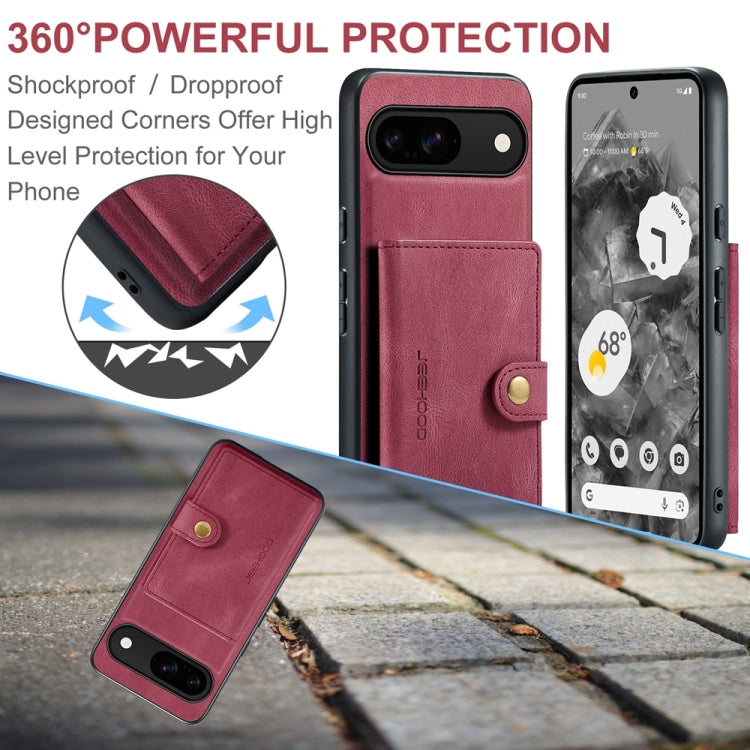 For Google Pixel 9 JEEHOOD J01 Retro Magnetic Detachable Wallet Phone Case(Red)