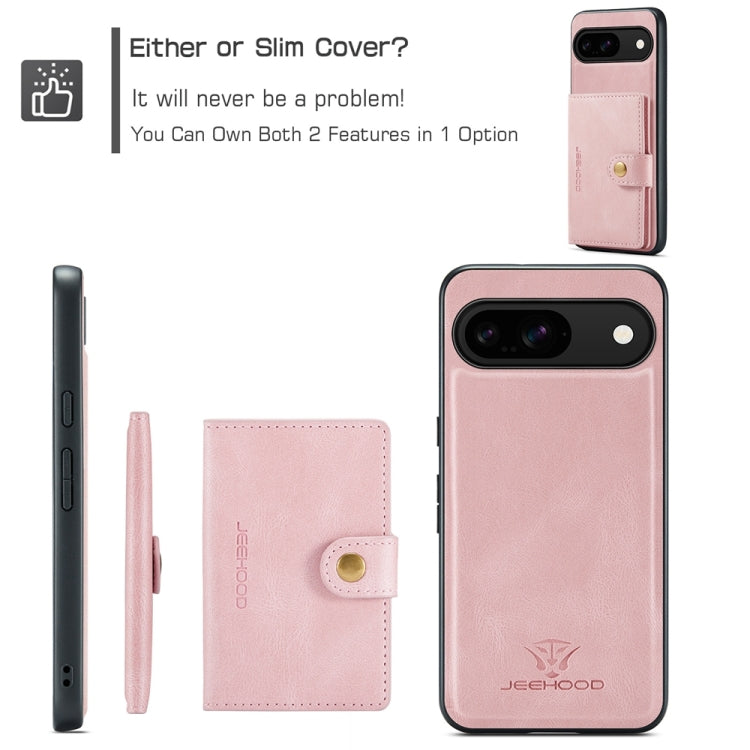 For Google Pixel 9 JEEHOOD J01 Retro Magnetic Detachable Wallet Phone Case(Pink)