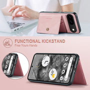For Google Pixel 9 JEEHOOD J01 Retro Magnetic Detachable Wallet Phone Case(Pink)