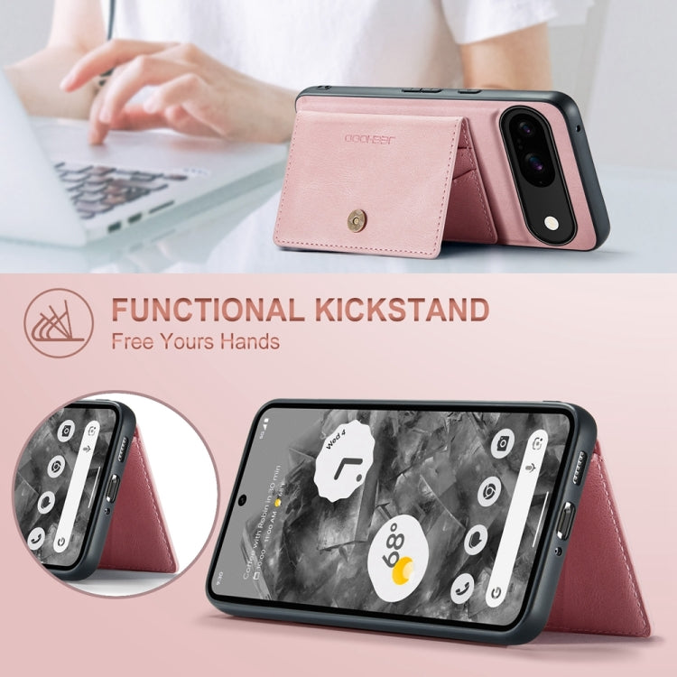 For Google Pixel 9 JEEHOOD J01 Retro Magnetic Detachable Wallet Phone Case(Pink)