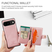 For Google Pixel 9 JEEHOOD J01 Retro Magnetic Detachable Wallet Phone Case(Pink)
