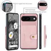 For Google Pixel 9 JEEHOOD J01 Retro Magnetic Detachable Wallet Phone Case(Pink)
