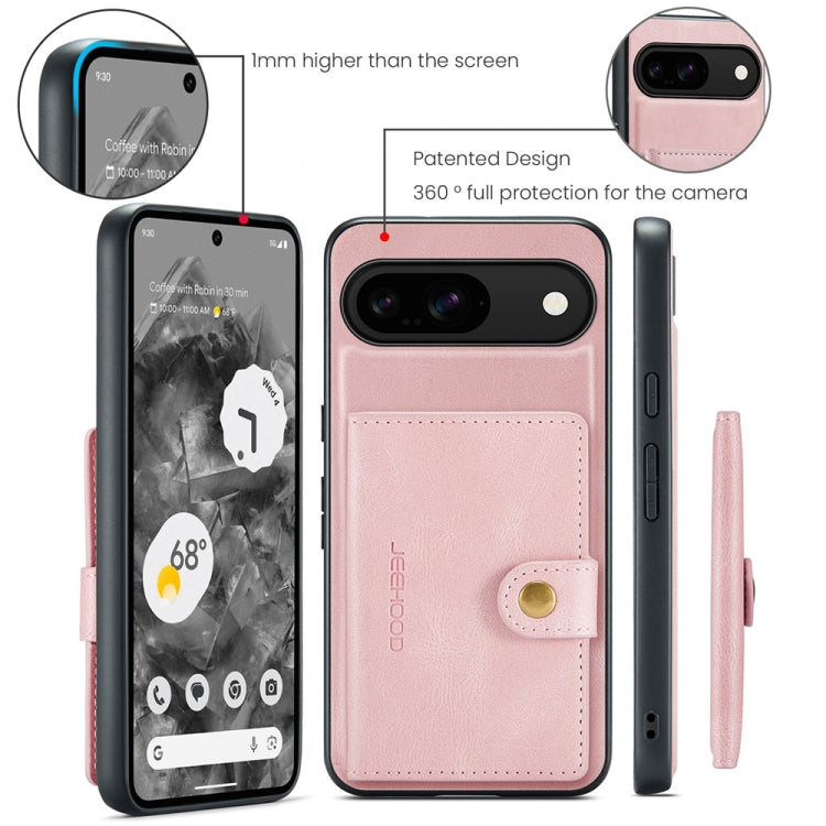 For Google Pixel 9 JEEHOOD J01 Retro Magnetic Detachable Wallet Phone Case(Pink)