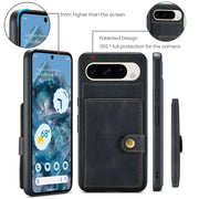 For Google Pixel 9 Pro JEEHOOD J01 Retro Magnetic Detachable Wallet Phone Case(Black)